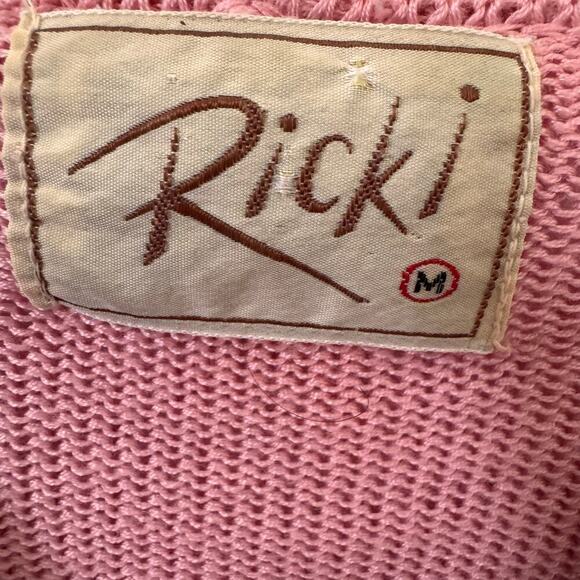 Vintage Ricki Knit Pointelle Tulip Cottagecore Coquette Pink Sweater Sz Medium - Picture 7 of 10
